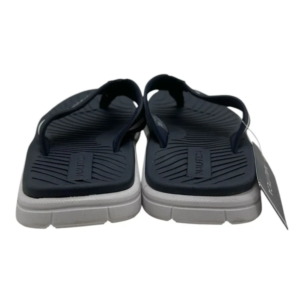 Nautica THEOD‎ Shower Sandals Men's Size 10 Navy Blue White Thong Flip Flops NWT